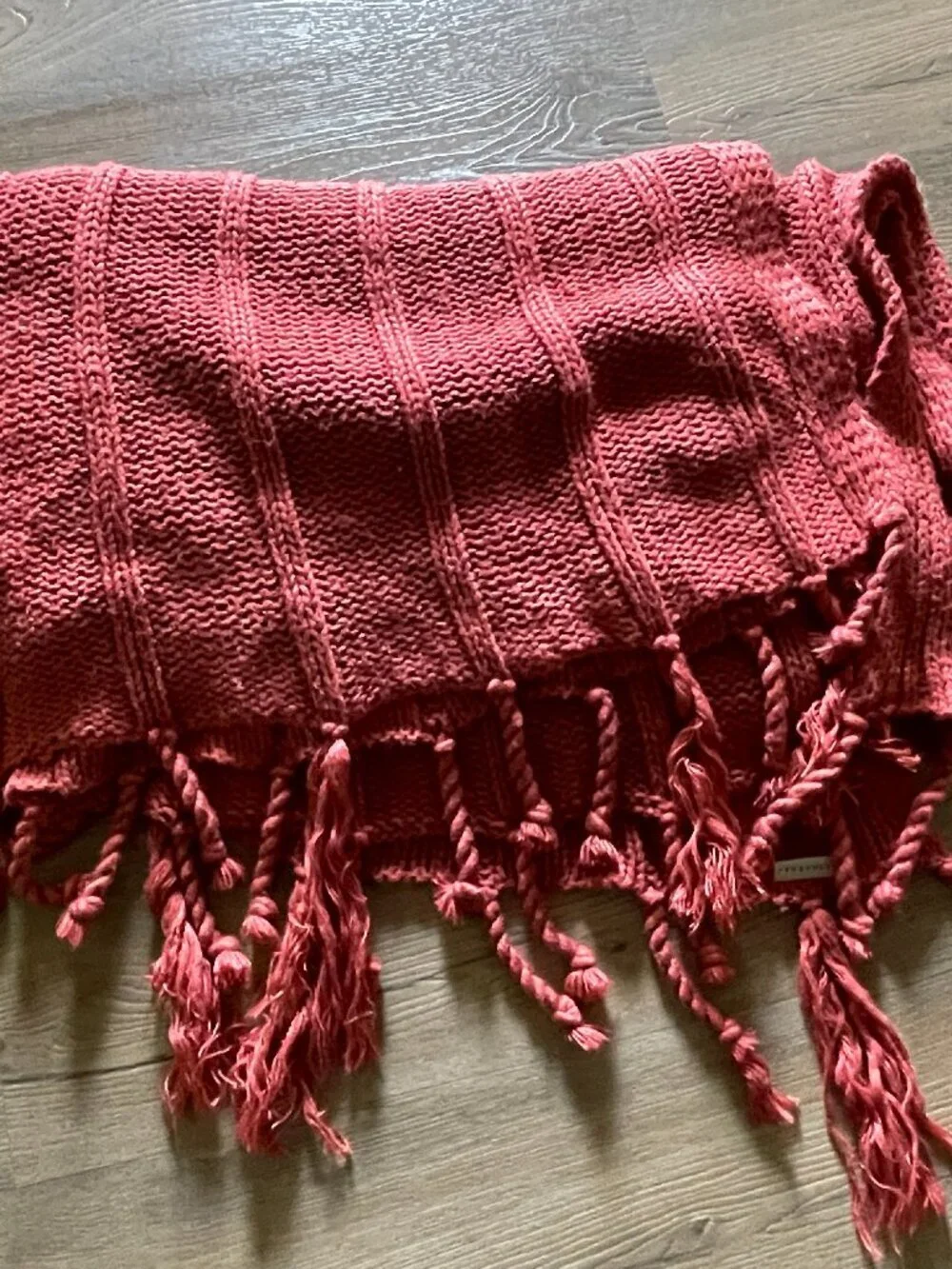 Potterybarn Burnt Orange Cable Knit Throw Blanket 45